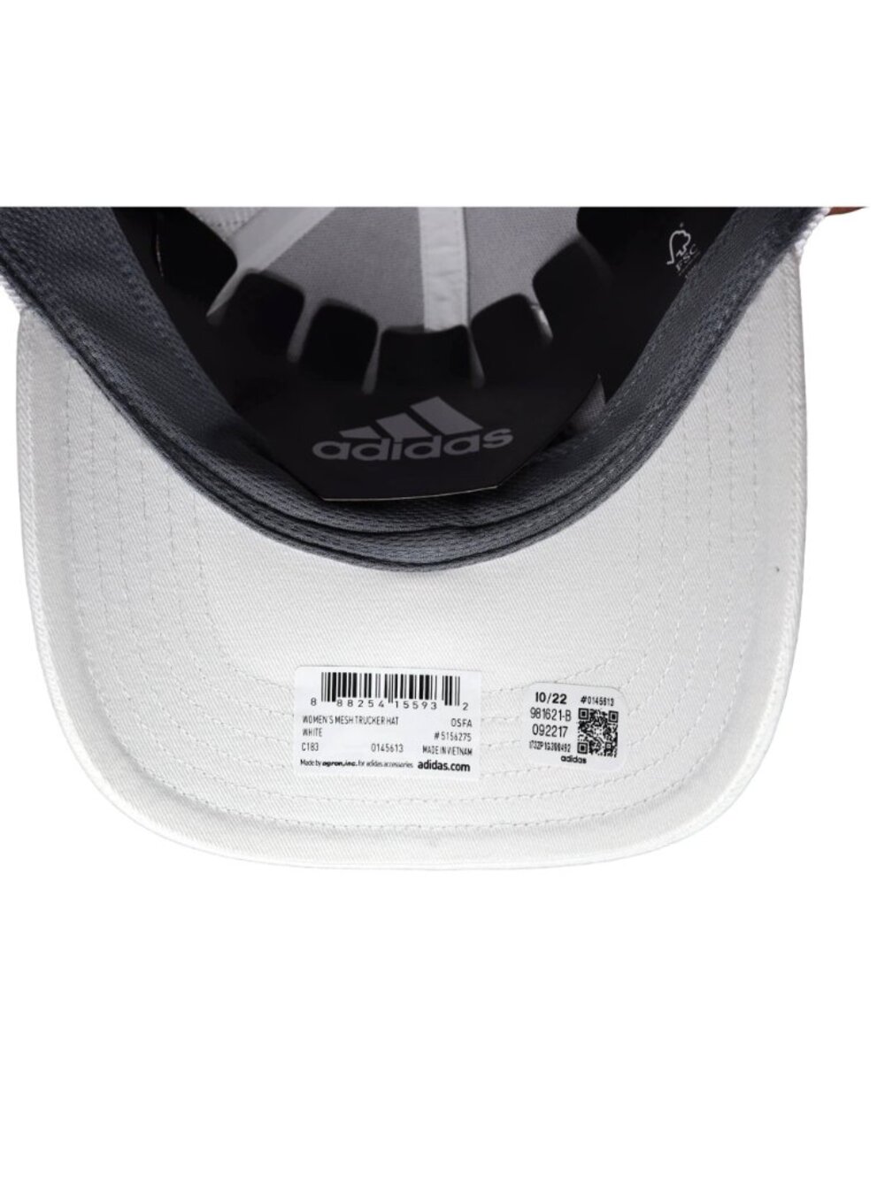 Adidas Baseball Cap Womens White Mesh Trucker Style Embroidered Logo Snapback - Picture 10 of 11